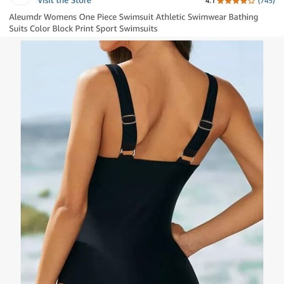 2 Women's Swim One Pieces - Black and Blue Tie-Dye - Picture 7 of 10